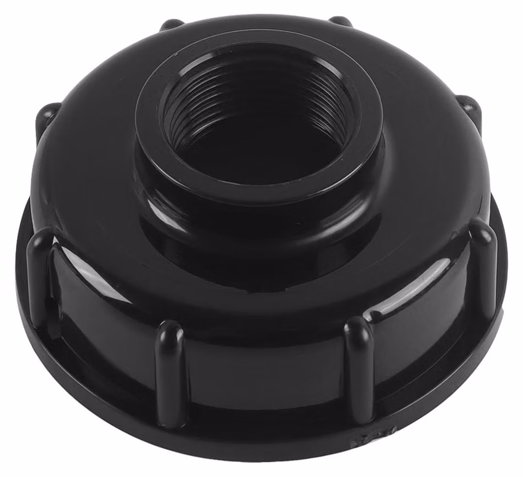 Adattatore IBC S60x6 a 1/2 pollice, tappo adattatore, nero