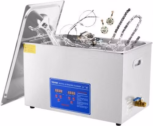 VEVOR Macchina Pulitrice ad Ultrasuoni Professionale in Acciaio Inossidabile Argento 33 L