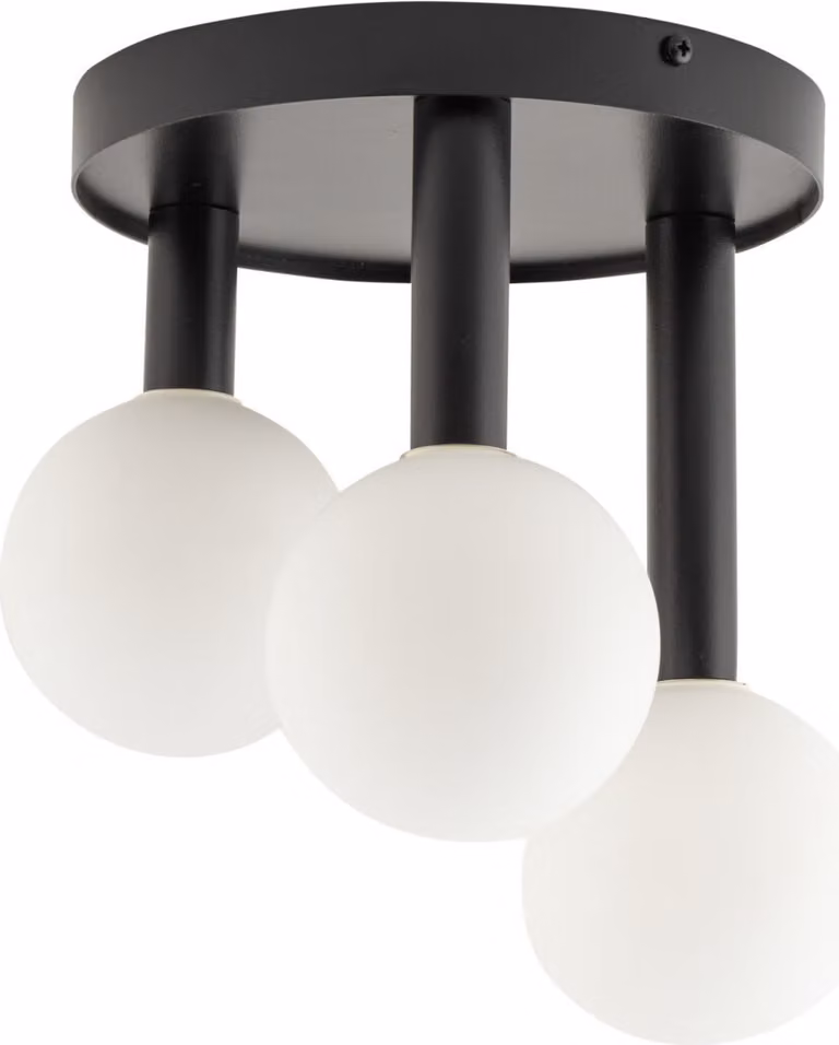 Lampada da soffitto decorativa nera moderna 3 sfere di vetro bianche Perla 3xG9 12W Sigma Lighting