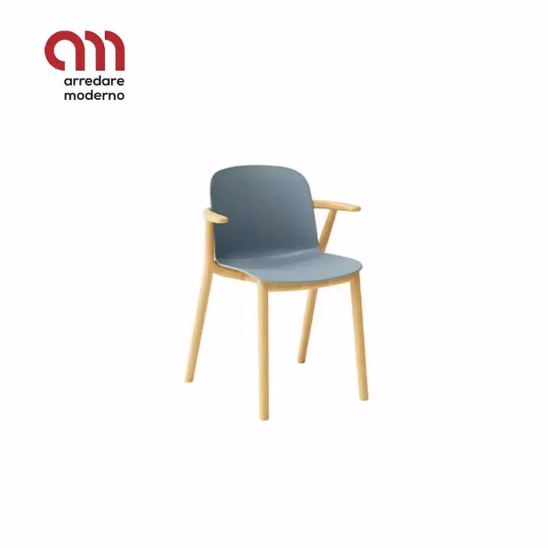 Sedia Relief wooden legs with arms Infiniti Design