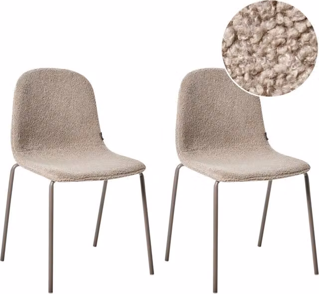 Set di 2 sedie da conferenza tappezzate in bouclé taupe con gambe in ferro Impilabili Mobili da ufficio