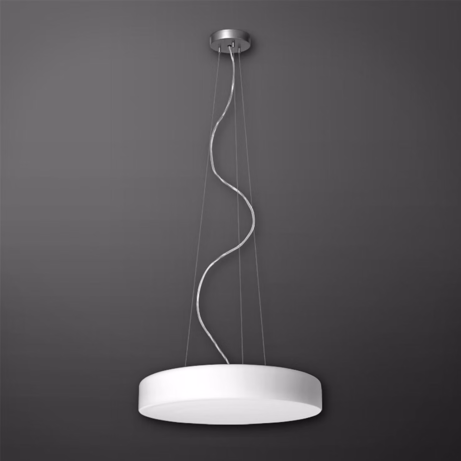 Apparecchio LED a sospensione Zero in vetro opalino ceco, Variante: Ø 415 x 80 mm, 20,3 W, 4000 K, bianco