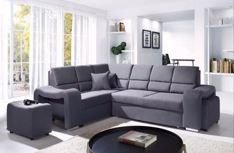 Sofa Schlafsofa Designer Sofa mit Bettfunktion + Bettkasten Ecksofa Couch