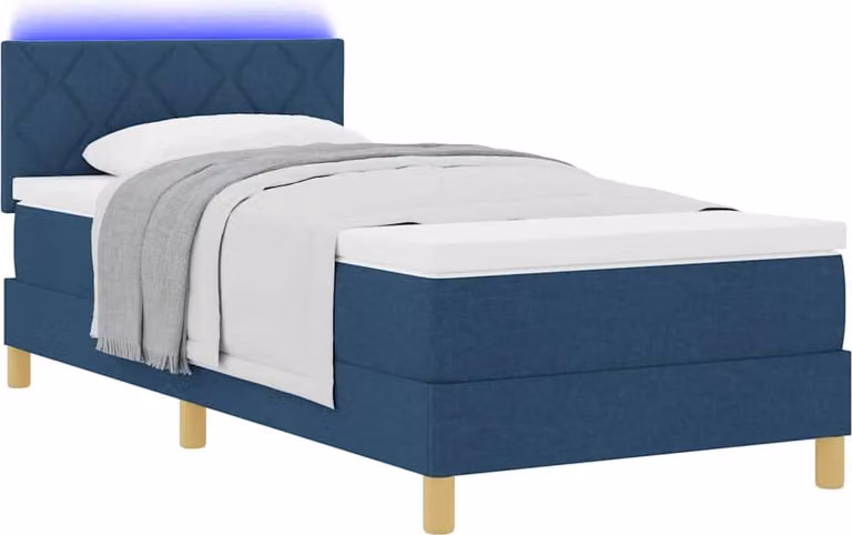 Letto a Sorgente LED con strisce LED Blu 100 x 200 cm Tessuto