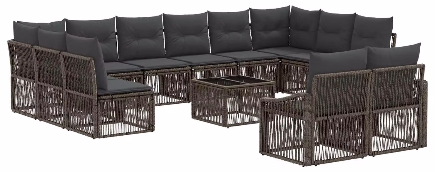 Set Divano da Giardino 13 pcs Grigio polyrattan