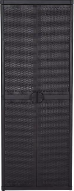 Armadio da Giardino Nero 65x45x172 cm in Rattan PP 151238