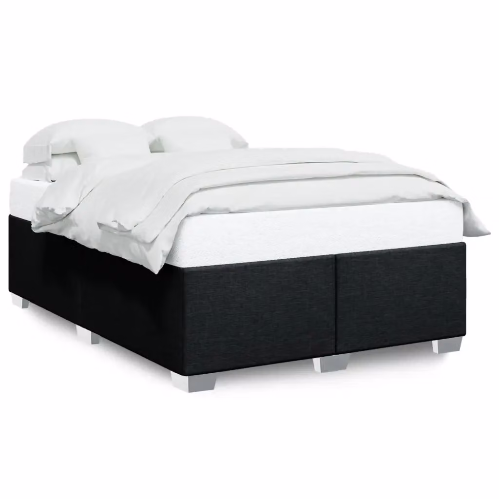vidaXL Giroletto senza materasso in tessuto nero con doghe in legno L/P/H: 140 x 200 cm – 2