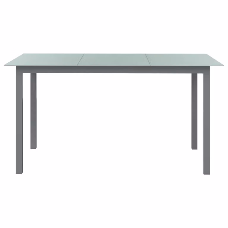 Tavolo da Giardino Grigio Chiaro 150x90x74cm Alluminio e Vetro