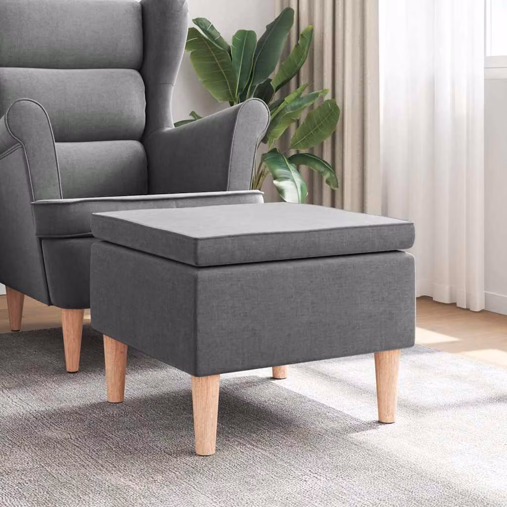 Poggiapiedi vidaXL in tessuto grigio con gambe in legno