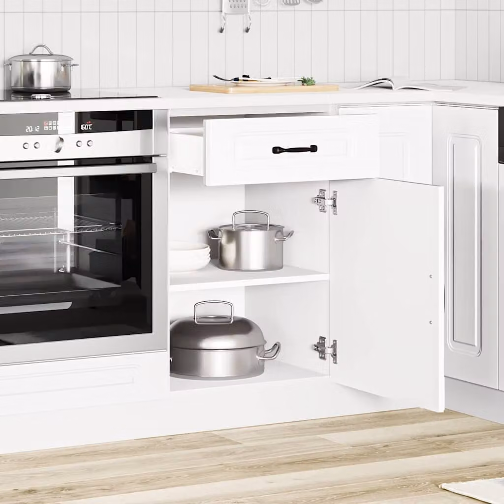 Base da cucina moderna vidaXL Kalmar Bianco in legno con ante a battente e ripiani interni L: 46 cm, P: 50 cm, H: 81,5 cm
