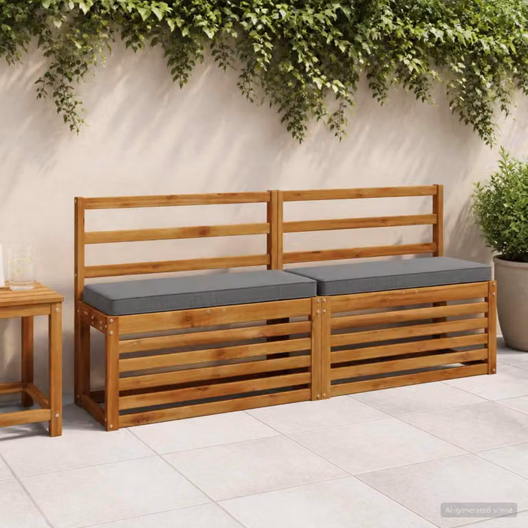 Set di 2 cuscini per panchina vidaXL in poliestere grigio con rivestimento rimovibile e resistente ai raggi UV