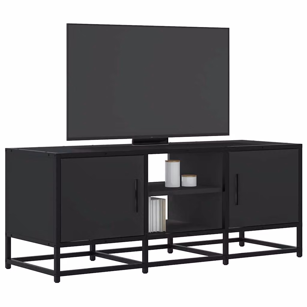 vidaXL Mobile Porta TV Nero 100x35x41 cm in Truciolato e Metallo