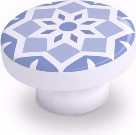 Set di 4 pomelli per mobili in legno in cementina blu H.22 x L.39 x P.39 mm