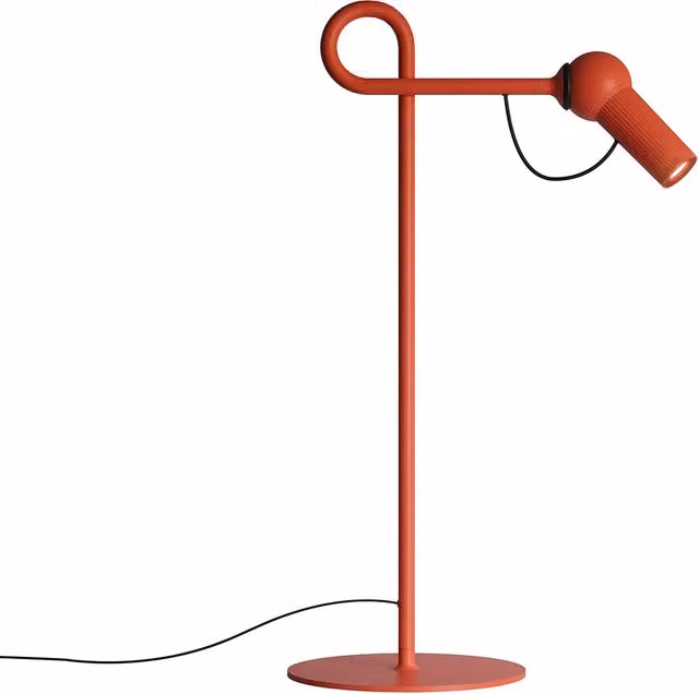 Lampada da tavolo KDLN Bird rossa in metallo con luce LED dimmabile e luce bianca calda