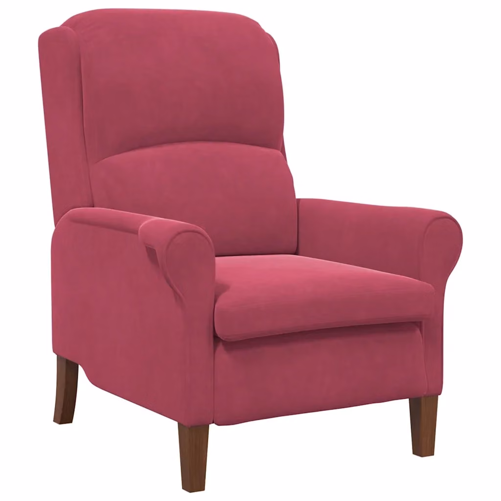 Poltrona lounge moderna vidaXL in velluto rosso con braccioli, L: 76 cm, P: 94 cm, H: 102 cm – 2