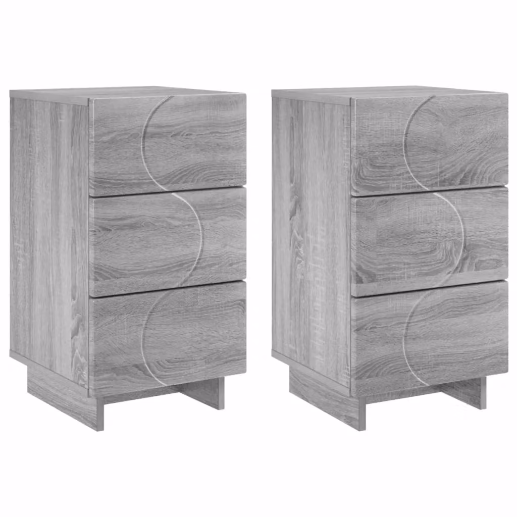Set di 2 comodini moderni vidaXL in legno composito grigio, L/P/H: 33,5 x 34,5 x 60 cm – 2