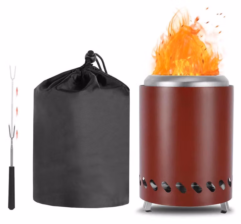 Piccola ciotola da fuoco, colore rosso, diametro 14 cm, altezza 20 cm, portatile, ideale per giardino, balcone, campeggio e barbecue