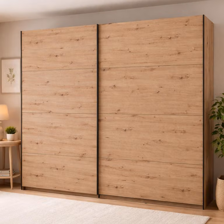 Dmora Guardaroba Grande Salemi 245x218h cm Marrone Rovere Nodi, 2 Ripiani Appendiabiti