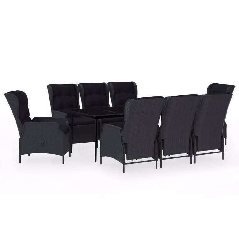 Set Mobili da Pranzo per Giardino 9 pz Grigio Scuro