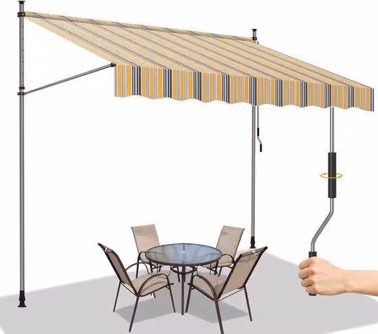 Ombrellone da terrazza - Ombrellone da balcone - 250x120 cm - Giallo e blu