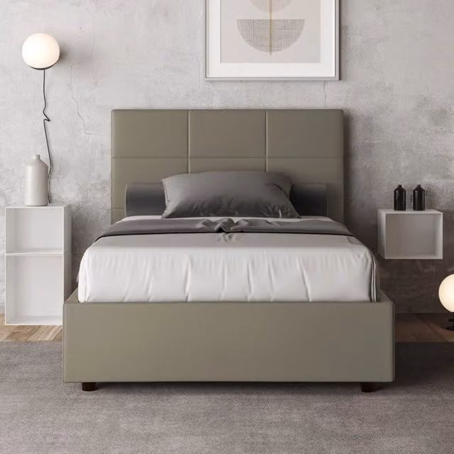 Letto imbottito con contenitore Mika Ityhome in similpelle beige L: 145 cm, P: 220 cm, H: 122 cm