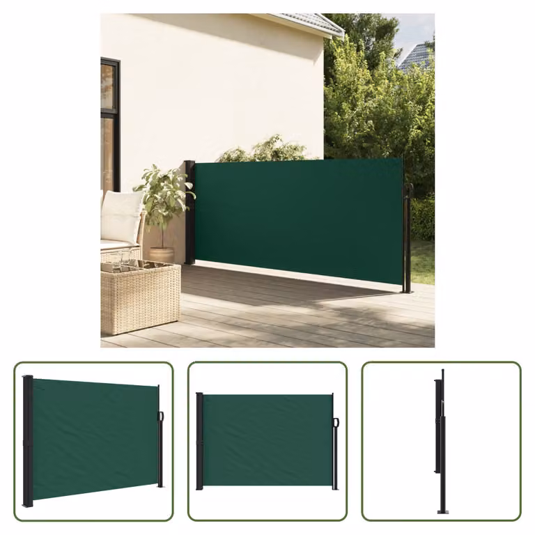 The Living Store Tenda laterale estensibile Verde scuro 140x500 cm