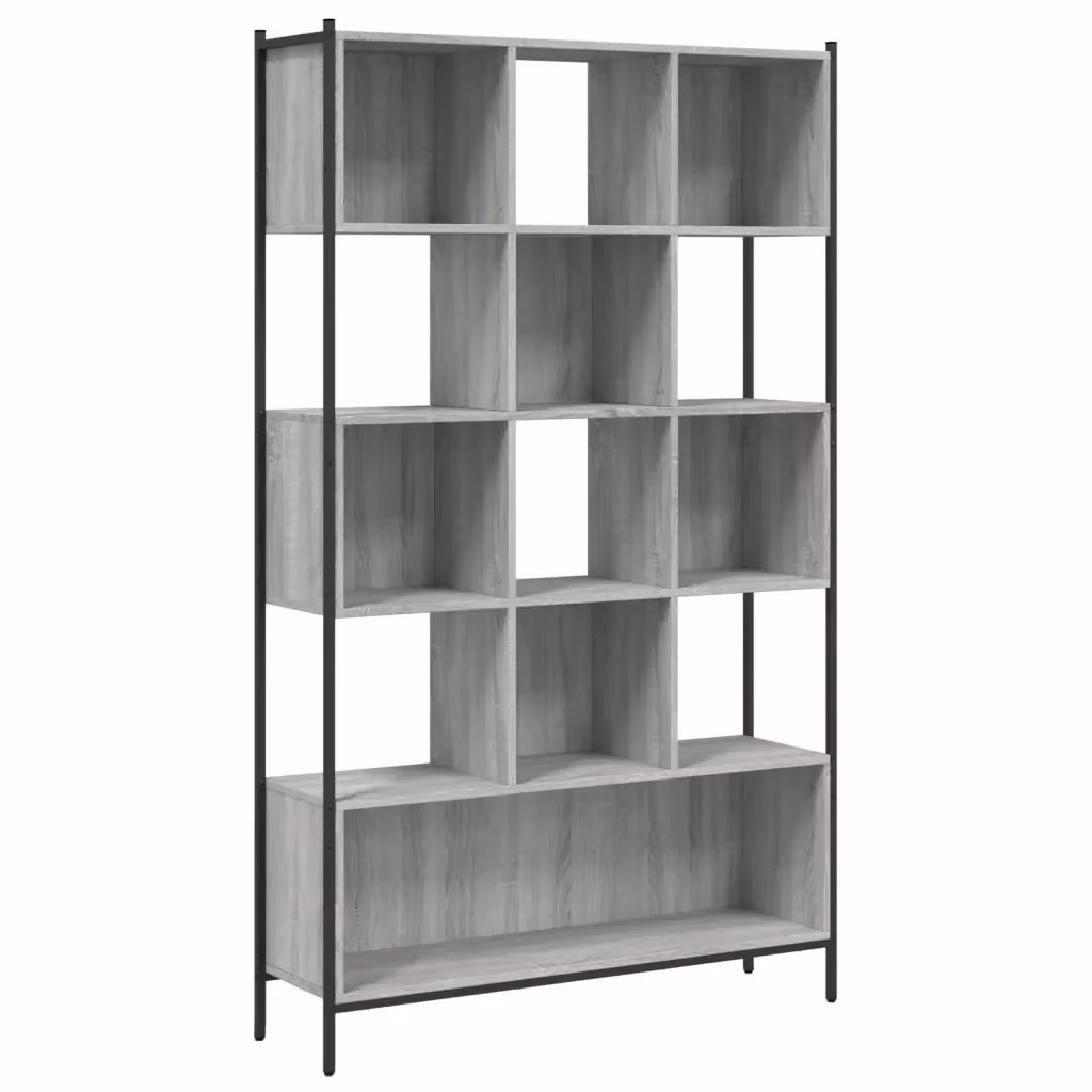 Libreria vidaXL Grigio Opaco in Legno e Metallo L: 102 cm, P: 28 cm, H: 172 cm – 2