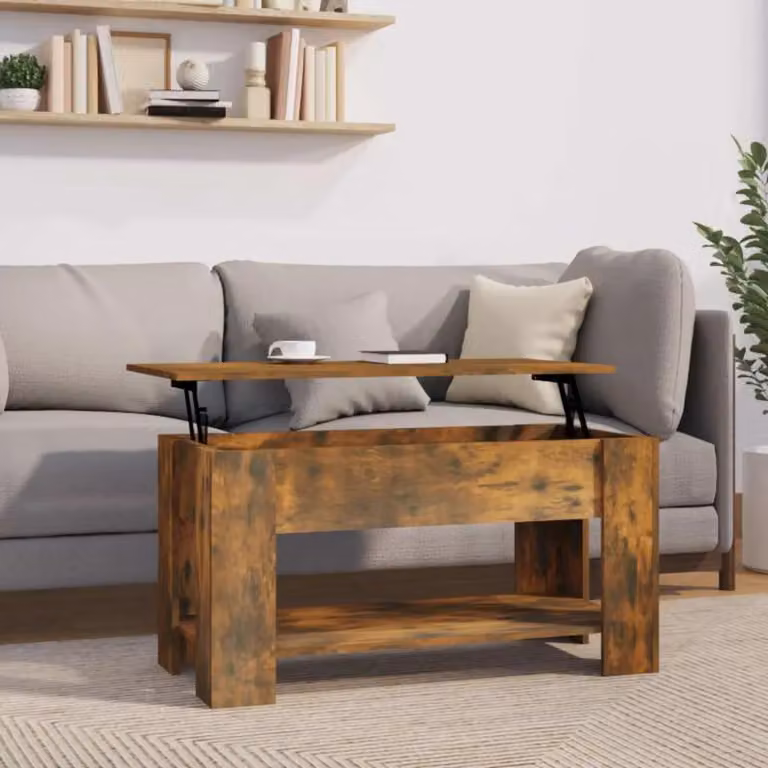 vidaXL Tavolino da Salotto Moderno in Legno Rovere Fumo, Rettangolare, L/P/H: 101 x 49 x 52 cm
