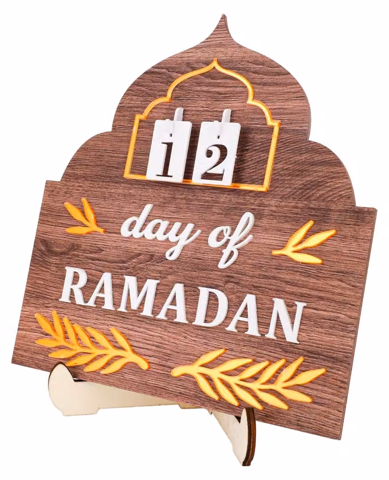 Calendario dell'Avvento per il Ramadan, realizzato in legno, con supporto e numeri