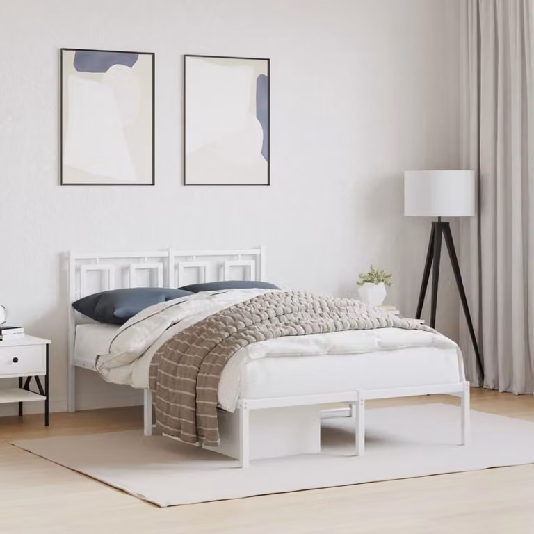vidaXL Giroletto con Testiera in Metallo Bianco L/P: 120 x 200 cm