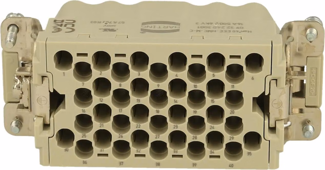 HARTING Han 40EEE HMC inserto maschio (M) connettore a crimpare, 40 poli + PE 500 V, 16 A - 1 pezzo