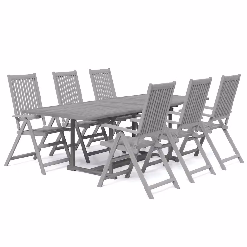 Set da pranzo da giardino vidaXL in legno di acacia grigio, 7 pezzi – 2