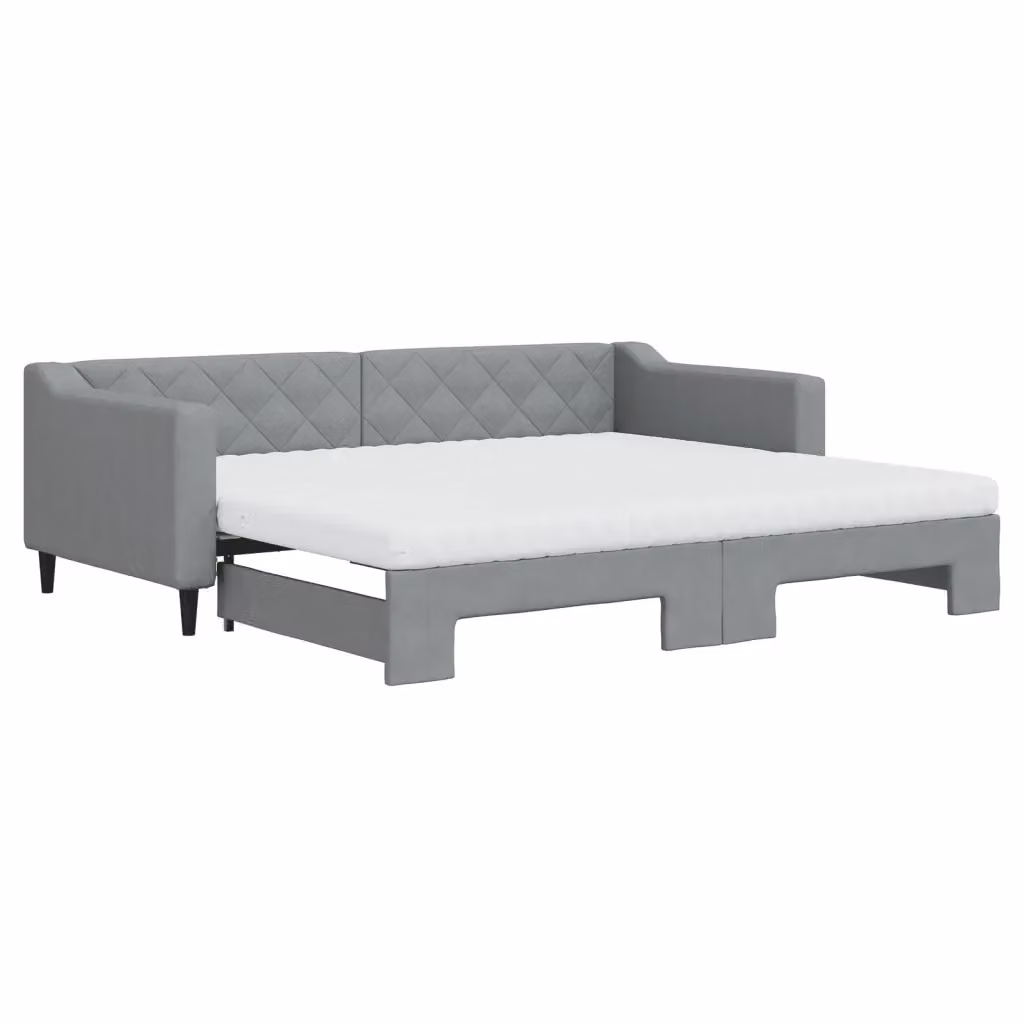 Divano Letto Estraibile vidaXL in Tessuto Grigio con Cassetto Contenitore per Camera da Letto o Soggiorno, L/P/H: 223 x 90 x 67 cm, Materasso 90x200 cm – 2