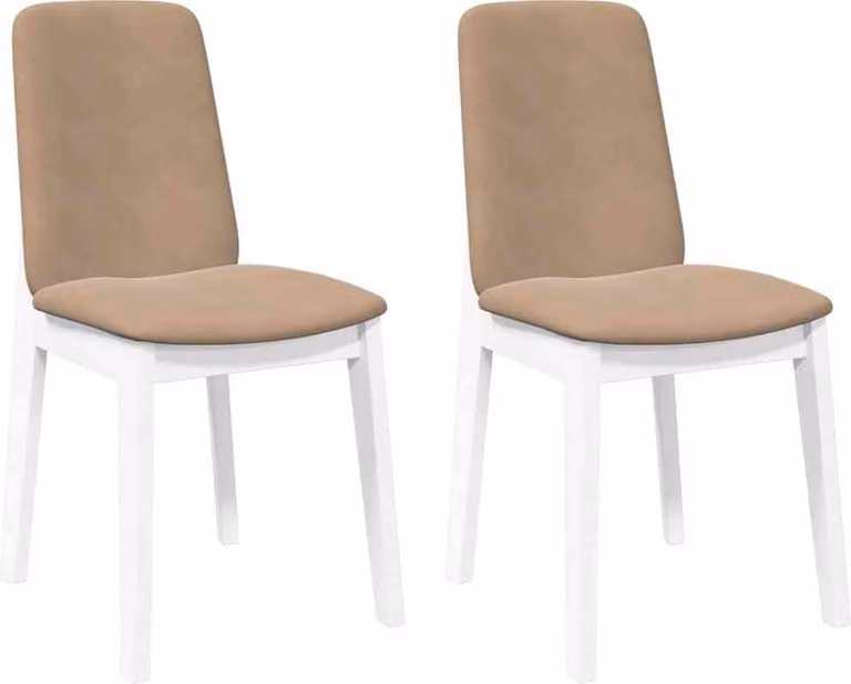 Sedie da Pranzo con Cuscini 2 pz Bianco Legno Massello di Hevea