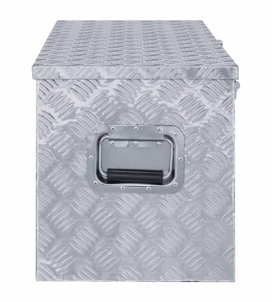 Cassetta in alluminio con coperchio e maniglie vidaXL, Argento, L: 110,5 cm, P: 38,5 cm, H: 40 cm – 2