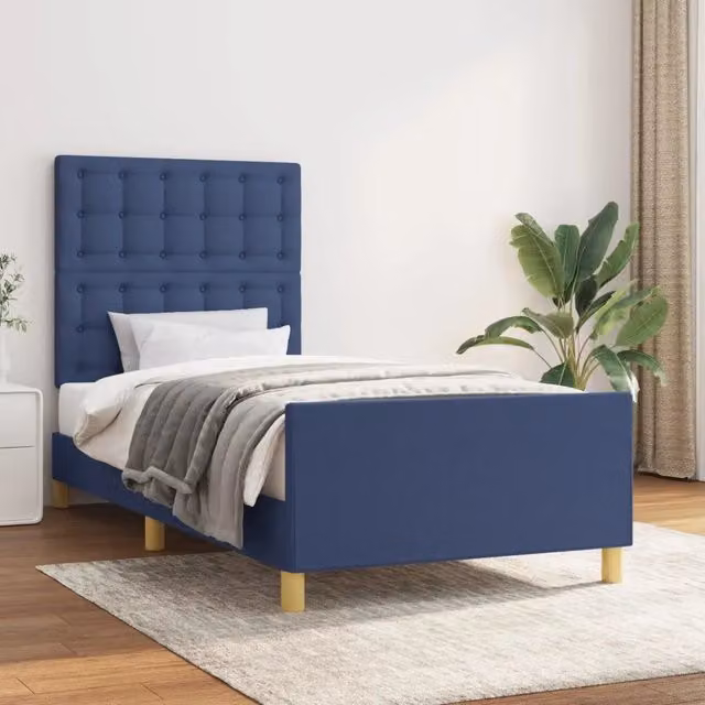 Letto singolo con testiera imbottita blu vidaXL L/P/H: 203 x 80 x 128 cm – 1
