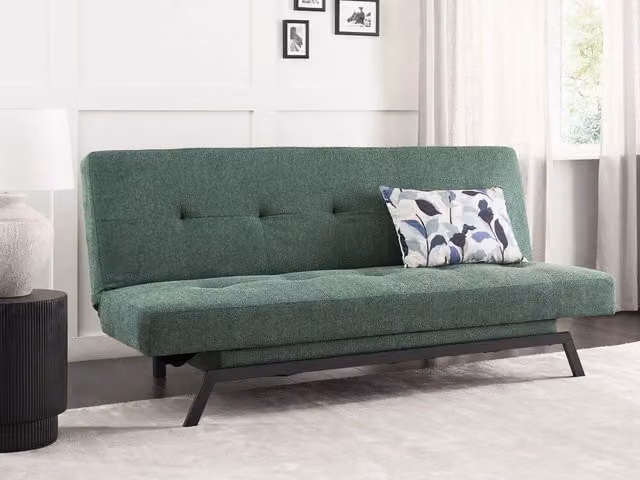 Divano Letto Beliani 3 Posti con Meccanismo Click Clack, Rivestimento in Tessuto Verde Patchwork Multicolore con Motivo Astratto Moderno – 1