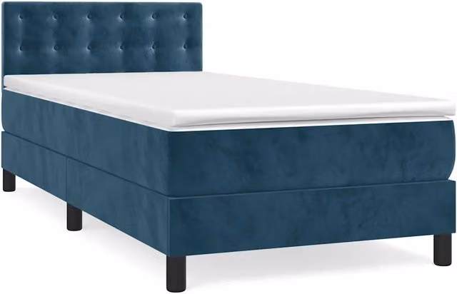 Letto singolo | Letto per adulti | Giroletto a Molle con Materasso Blu Scuro 80x200 cm in Velluto