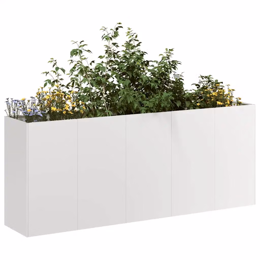 vidaXL Fioriera in Acciaio Inox Argento L: 200 cm, P: 40 cm, H: 80 cm