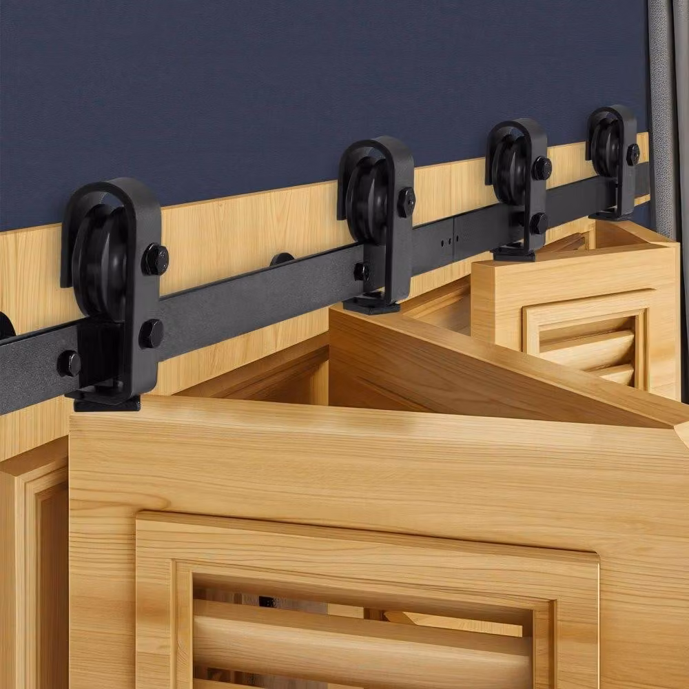 Sistema di porte scorrevoli 1524 mm - Ferramenta per porte scorrevoli nere - Porte scorrevoli a libro - Soluzione per porte scorrevoli interne