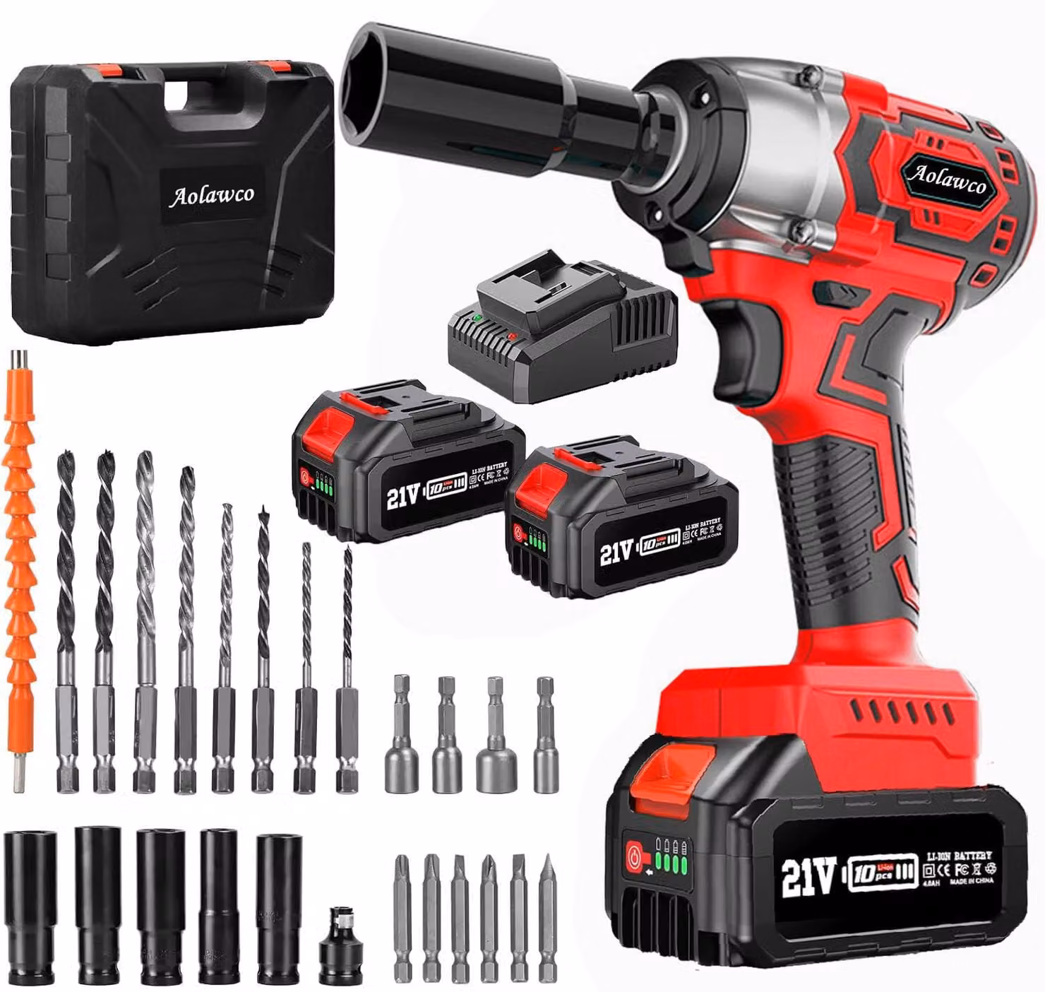 Avvitatore a percussione Accu da 21 V - Coppia di 400 Nm - Set 29 pezzi