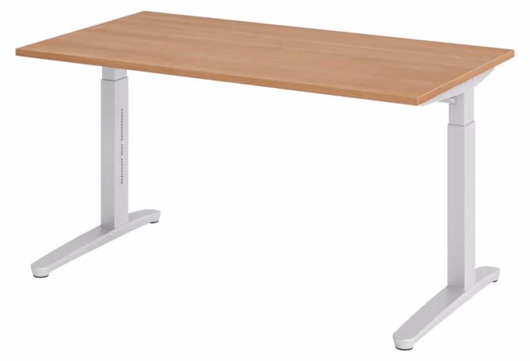 Scrivania della serie bümö XB - Struttura: argento, finitura: noce, dimensioni: 140 x 80 cm