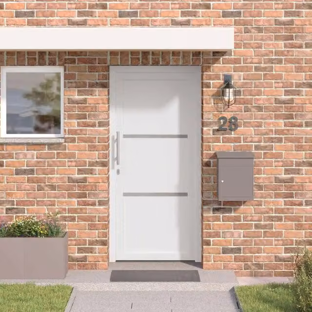 Porta Frontale Moderna vidaXL in PVC Bianco con Inserti in Vetro L: 108 cm, H: 208 cm