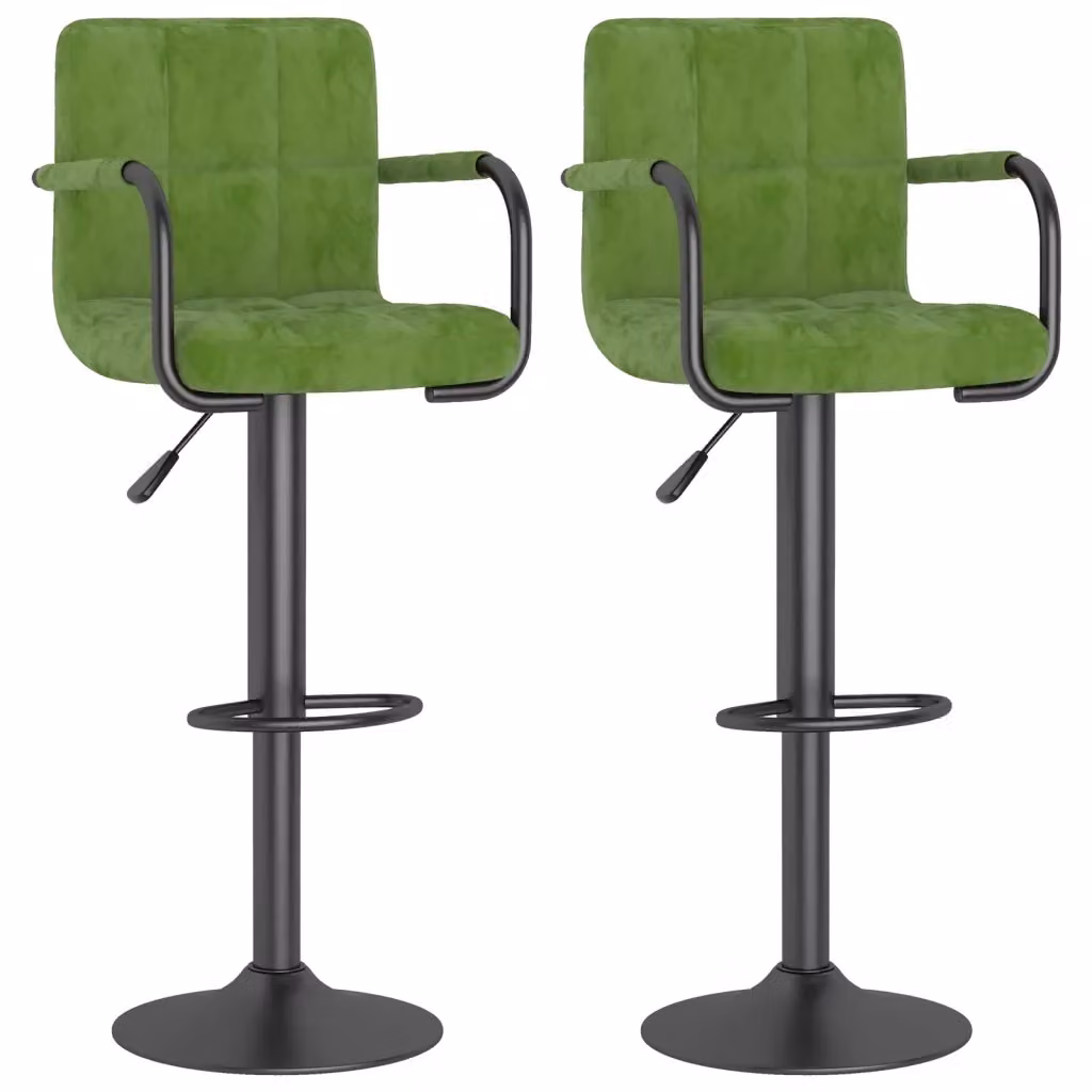 Set di 2 sgabelli da bar vidaXL in velluto verde con base girevole a 360 gradi – 2