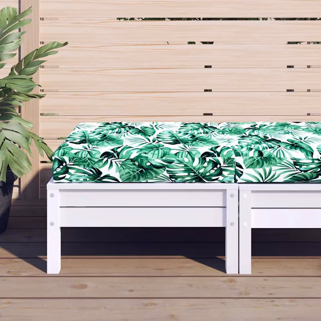 Cuscino Pallet vidaXL con Motivo a Foglie Verde in Tessuto Oxford, L/P/H: 60 x 60 x 9,5 cm