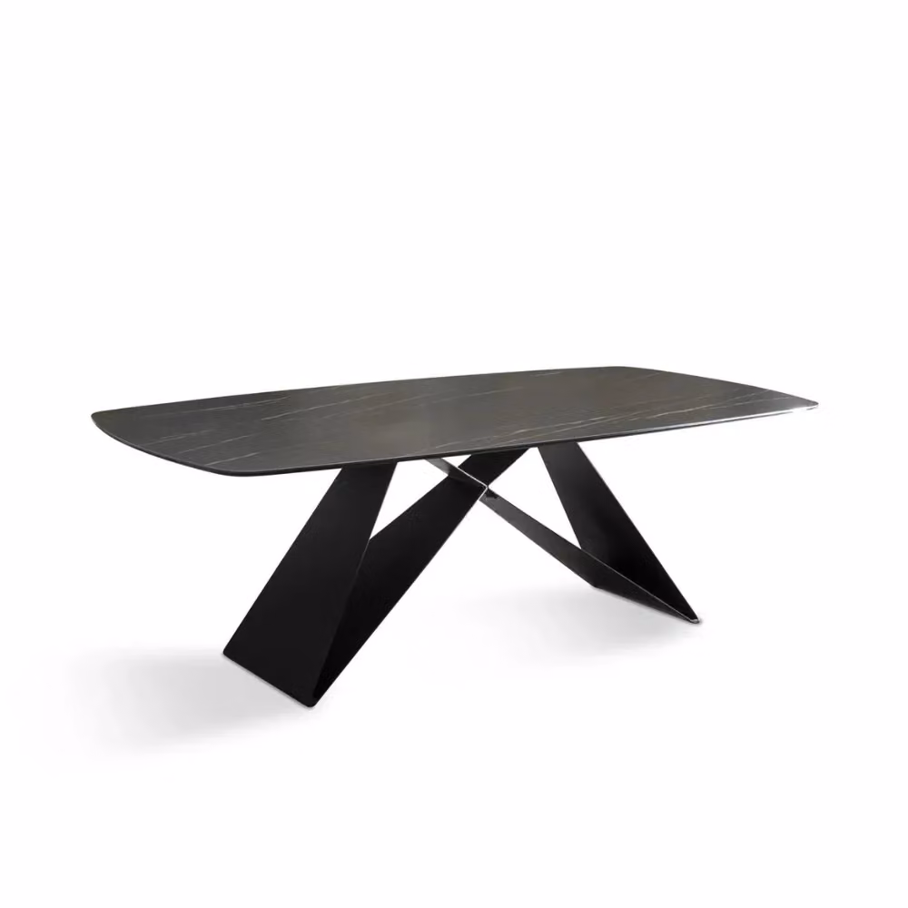 Tavolo da pranzo fisso Orion Duzzle in ceramica effetto marmo nero e marrone con finitura opaca, L: 220 cm, P: 110 cm, H: 76 cm – 2