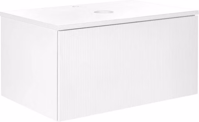 Mobile da bagno a parete BELIANI bianco con cassetto e ante soft close, design moderno con frontale scanalato, L: 80 cm, P: 52 cm, H: 40 cm