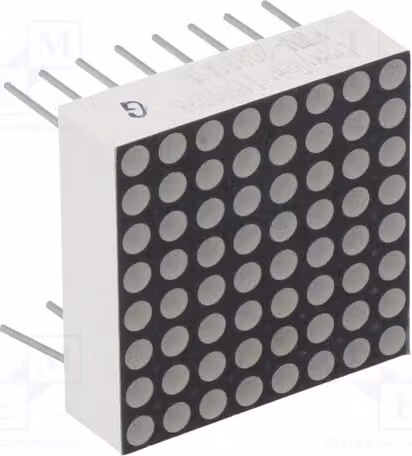 1x Display: LED 3÷4,5 mcd, 20x20 mm, rosso, matrice 8x8, anodo, 1,8÷2,4 V, KWM-20881ASB