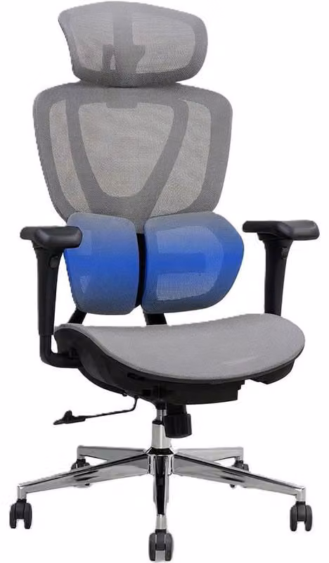 Sedia da ufficio ergonomica C5G-air, poggiatesta 3D, grigia