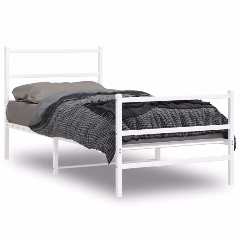 vidaXL Giroletto con Testiera e Pediera in Metallo Bianco L/P/H: 190 x 90 x 95 cm